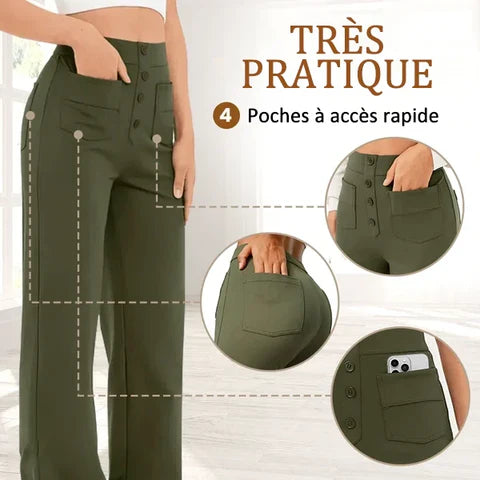 Sensuelle Paris – Pantalon Taille Haute avec Poches