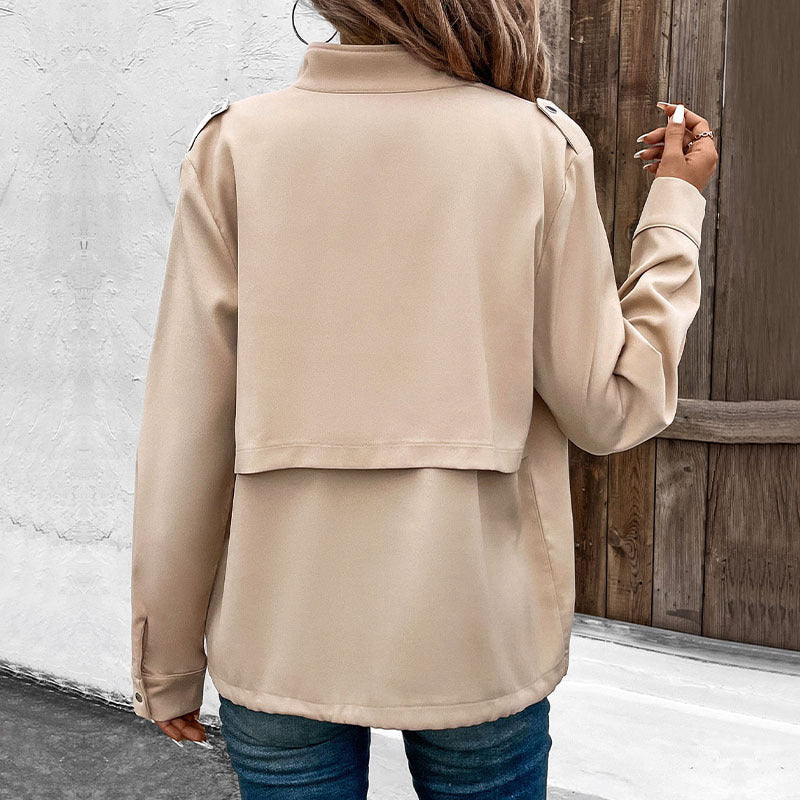 nina - Manteau Moyen Long Lâche Casual 2024