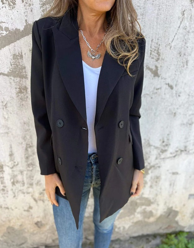 blazer unicolore double boutonnage chic