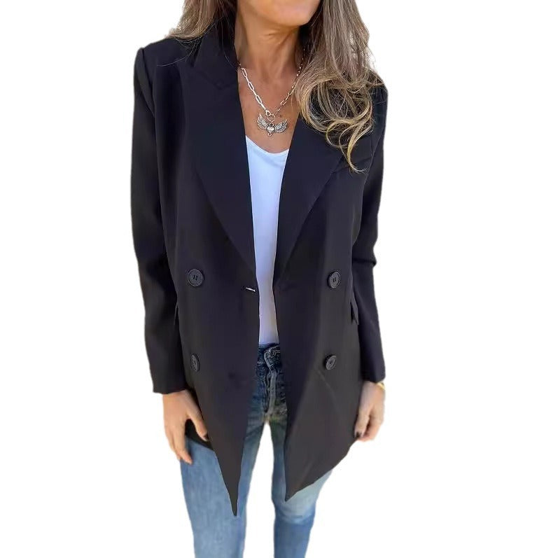 blazer unicolore double boutonnage chic