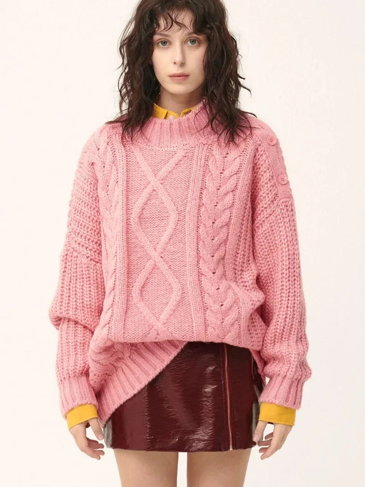 Brave Soul - Tokyo - Pull oversize en maille torsadée - Rose