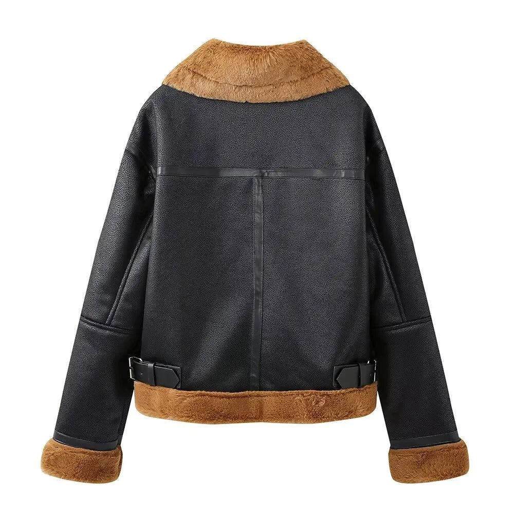 Blouson aviateur en similicuir trendy chic