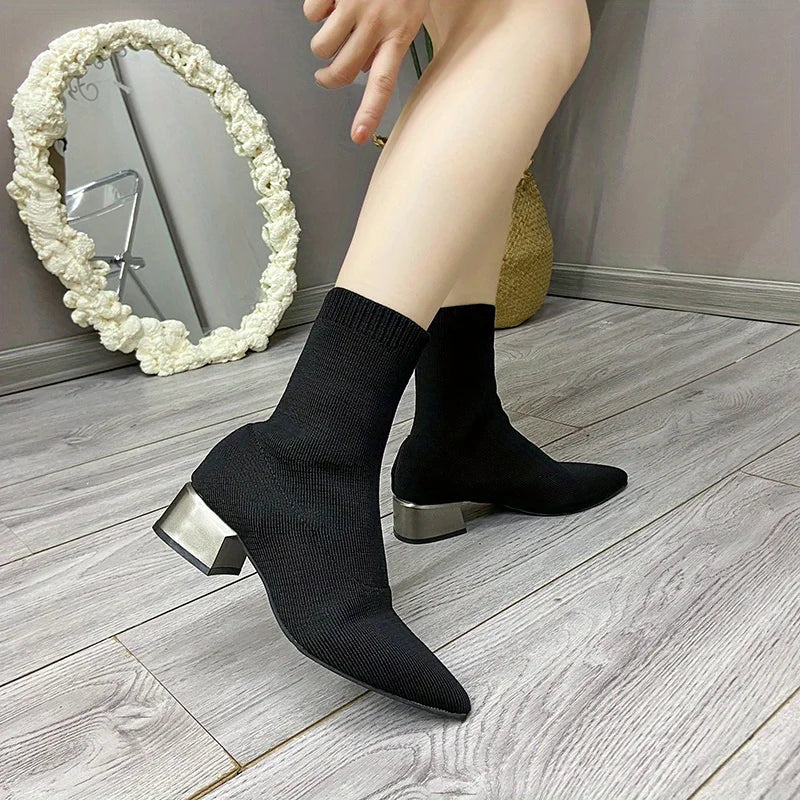 Bottes tricotées élastiques pour femme