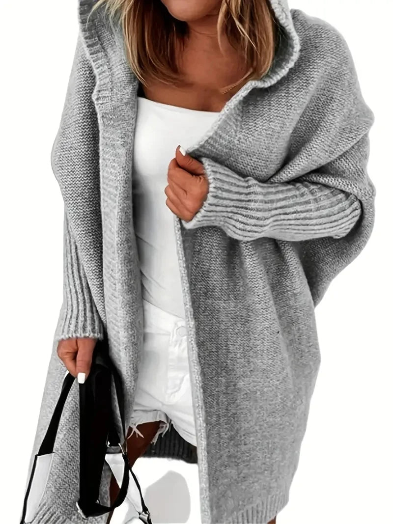 Cardigan Long en Maille pour Femme avec Capuche