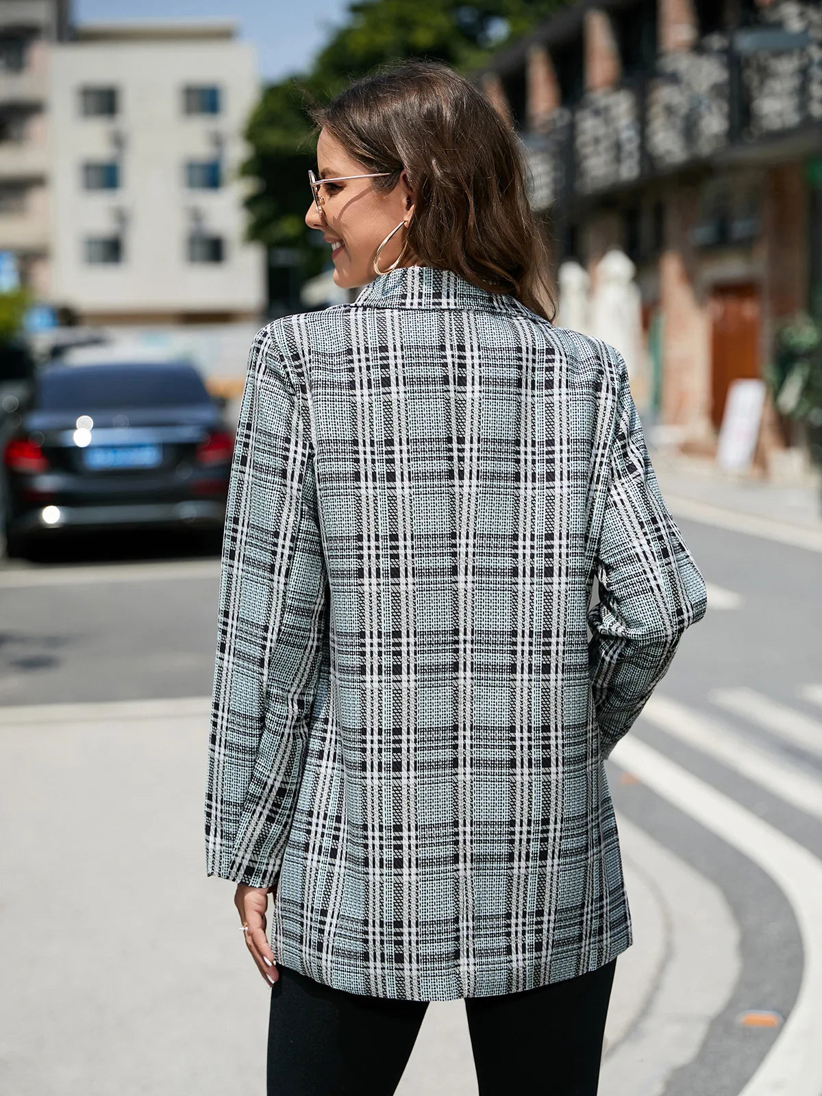 SENSUELLE PARIS - Blazer Carreaux Femme - Élégant, Automne-Hiver