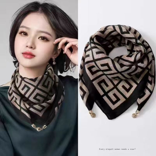 Foulard Carré en Soie avec Boucle Magnétique  Femme