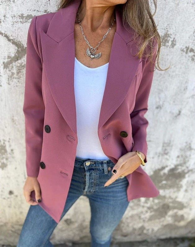 blazer unicolore double boutonnage chic